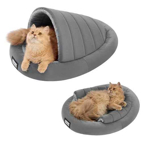 Balance 2 in 1 Katzenbett Höhle für Kätzchen und kleine Hunde, Katzenzelte für Indoor-Katzen, abgedeckte Katzenbetten mit abnehmbarem Kissen, beruhigendes Katzennest, Katzenversteck, waschbares von BALANCE