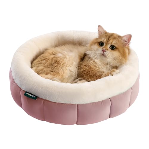 BALANCE Rundes Katzenbett, Donut-Design, für kleine Hunde, beruhigendes Haustierbett, Rosa, Größe XS von BALANCE