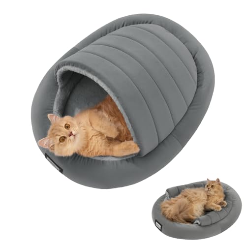 BALANCE 2 in 1 Katzenbett Höhle und Nest für Kätzchen und kleine Hunde, überdachtes Versteck mit abnehmbarem Kissen, beruhigender Schlafsack mit rutschfester Unterseite von BALANCE