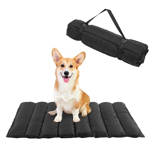 BALAPET Aufrollbares, kaufestes Hundebett, wasserdicht, für Outdoor-Reisen, Camping, langlebiges Hundebett für aggressive Kauer, tragbar, maschinenwaschbar, Hundematten für Auto, Sofa, Käfig (81,3 x von BALAPET