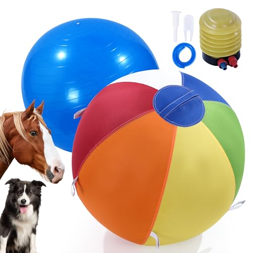 BALAPET Herding Ball für Hunde, Pferdeball und Ballabdeckung, 63,5 cm, Ball für Pferde, groß mit Handpumpe, zweilagiger Herding-Hundeball, Herdingbälle für Rinder, Australischer Schäferhund, bunt von BALAPET