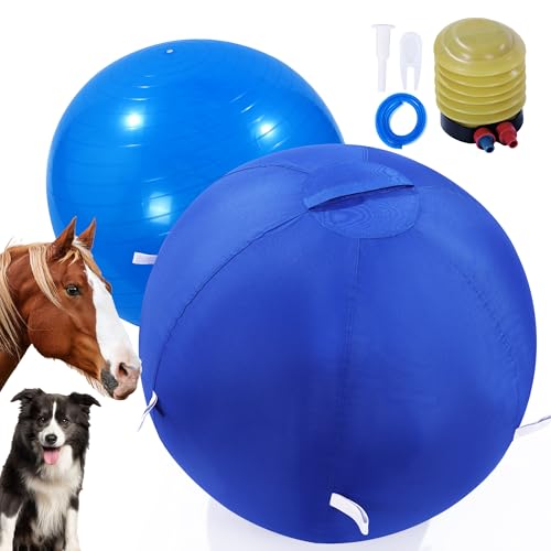 BALAPET Herding Ball für Hunde, Pferdeball und Ballabdeckung, 63,5 cm, Ball für Pferde, groß mit Handpumpe, zweilagiger Herding-Hundeball, Herdingbälle für Rinder, Australischer Schäferhund, Blau von BALAPET