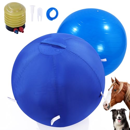 BALAPET Herding Ball für Hunde, Pferdeball und Ballabdeckung, 63,5 cm, Ball für Pferde, groß mit Handpumpe, zweilagiger Herding-Hundeball, Herdingbälle für Rinder, Australischer Schäferhund, Blau von BALAPET