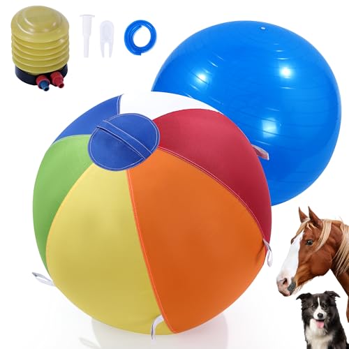 BALAPET Herding Ball für Hunde, Pferdeball und Ballabdeckung, 63,5 cm, Ball für Pferde, groß mit Handpumpe, zweilagiger Herding-Hundeball, Herdingbälle für Rinder, Australischer Schäferhund, bunt von BALAPET