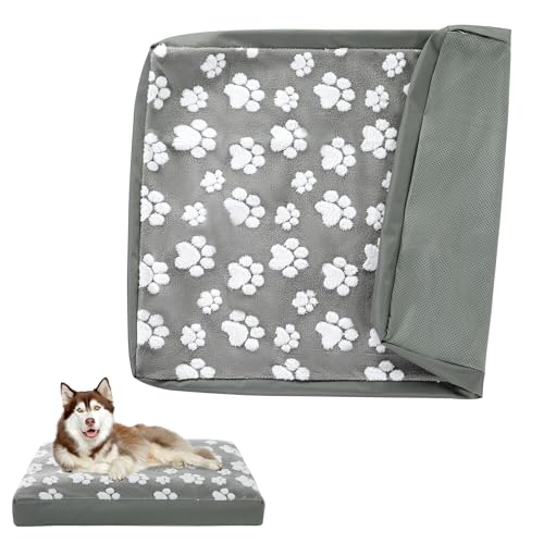 BALAPET Hundebett-Bezüge, wasserdichter Hundebett-Bezug mit schönem Hundepfotenabdruck und doppelseitigem nutzbarem Design, Ersatz, maschinenwaschbar, Tierhaare, leicht zu entfernen, nur Bezug (Grau, von BALAPET