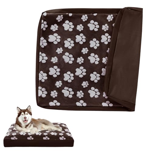 BALAPET Hundebett-Bezüge, wasserdichter Hundebett-Bezug mit schönem Hundepfotenabdruck und doppelseitigem nutzbarem Design, maschinenwaschbar, leicht zu entfernen, nur Bezug (Braun, 101,6 x 76,2 x von BALAPET