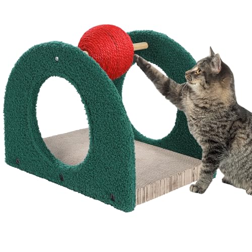 BALAPET Katzenkratzbett Katzenkratzspielzeug mit Ball Kratzball für Katzen und Kätzchen, Interaktiver Massivholz-Kratzer Haustierspielzeug Langlebige Brett-Pads Verhindert Möbelschäden von BALAPET