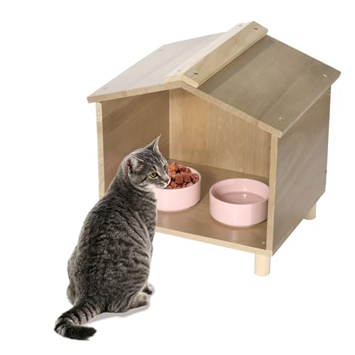 BALAPET Outdoor Katzenfutterstation Wasserdicht Katzenhaus für Outdoor Futterstation Frim Outdoor Katzenunterstand für Futter und Wasser, Perfekt für Outdoor Wildkatzen Vögel, Kaninchen, Katzen und von BALAPET