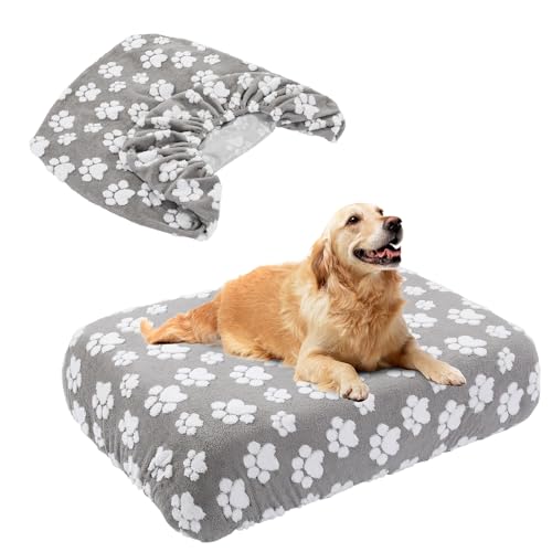 BALAPET Waschbarer Hundebett-Bezug, 100 % wasserdicht, weicher Plüsch-Samt, nur Ersatz, passgenauer, wiederverwendbarer Bezug für Haustiermattenbett (91,4 x 68,6 x 15,2 cm) von BALAPET