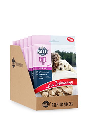 BALU Hundesnacks, gefriergetrocknete Hunde Leckerlis, getreidefrei und ohne Zucker, 100% natürlich, 100% Fleisch, Ente, 6 x 50 g Beutel von BALU