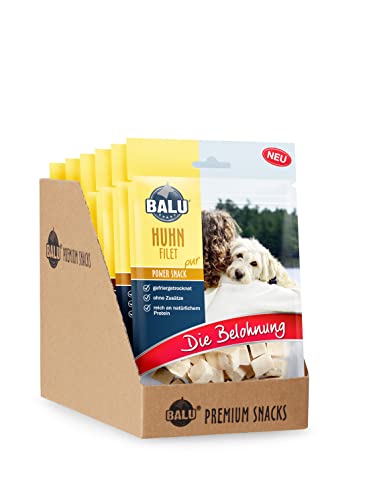 BALU Hundesnacks, gefriergetrocknete Hunde Leckerlis, getreidefrei und ohne Zucker, 100% natürlich, 100% Fleisch, Huhn, 3 x 50 g Beutel (3) von BALU