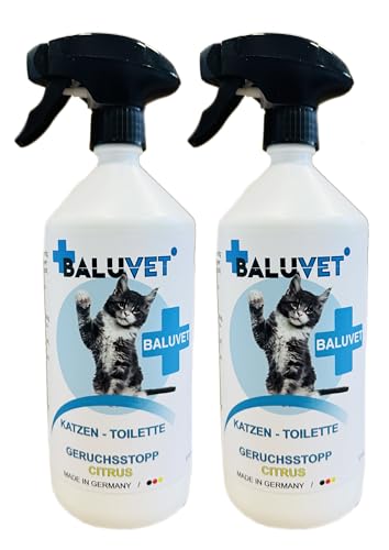 BALUVET Katzentoiletten-Geruchsentferner, Citrus Duft, 2X 1L, Made in Germany von BALUVET