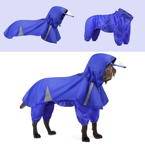BAMY 2 Stück großer Hunde-Regenmantel mit Kapuze, Poncho und Kapuze, wasserdicht, Haustier-Regenbekleidung, leicht, atmungsaktiv, verstellbar, Haustier-Outfit für mittelgroße und große Hunde (XL von BAMY