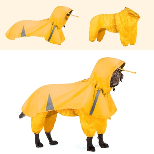 BAMY 2 Stück großer Hunde-Regenmantel mit Kapuze, Poncho und Kapuze, wasserdicht, Haustier-Regenbekleidung, leicht, atmungsaktiv, verstellbar, Haustier-Outfit für mittelgroße und große Hunde (5XL von BAMY