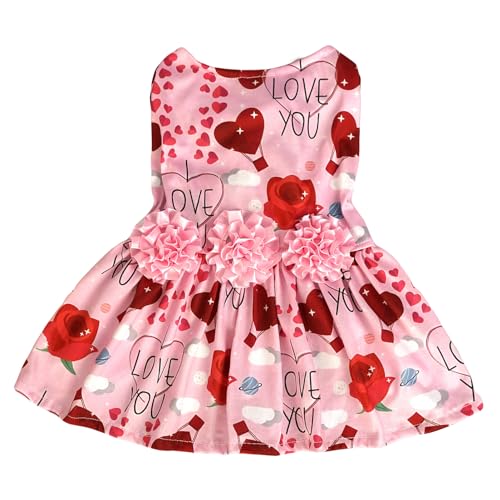 BAMY Hundekleid mit Blume, Valentinstag, Teddy, Rock, Rose, Katzenkleidung, süßes Prinzessinnen-Bomei-Kostüm, Haustier-Tutu für Frühling, Sommer, Hochzeit, Party (Rosa, L) von BAMY