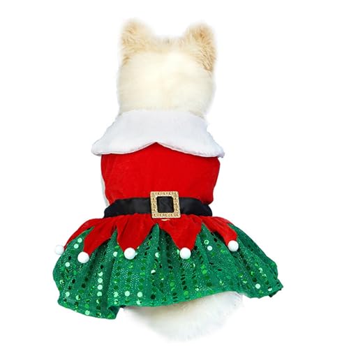 BAMY Weihnachts-Hundekleid, niedlicher Haustierrock, Weihnachten, Hunde, Winterkleidung, warme Katzen, Puffkleid, Hunde-Outfits für Weihnachten, Frühling, Festival, Neujahr (Feenkleid, XL) von BAMY