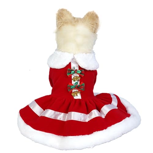 BAMY Weihnachts-Hundekleid, niedlicher Haustierrock, Weihnachten, Hunde, Winterkleidung, warme Katzen, Puffy Kleid, Doggie Outfits für Weihnachten, Frühling, Festival, Neujahr (Glockenkleid, L) von BAMY