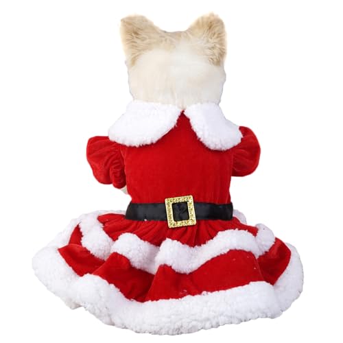 BAMY Weihnachts-Hundekleid, niedlicher Haustierrock, Weihnachten, Hunde, Winterkleidung, warme Katzen, Puffy Kleid, Doggie Outfits für Weihnachten, Frühling, Festival, Neujahr (Weihnachtsmannkleid, M) von BAMY