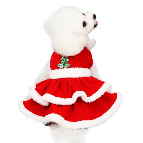 BAMY Weihnachts-Hundekleid, niedlicher Haustierrock, Weihnachten, Hunde, Winterkleidung, warme Katzen, Puffy Kleid, Hunde-Outfits für Weihnachten, Frühling, Festival, Neujahr (Stufenkleid, XL) von BAMY