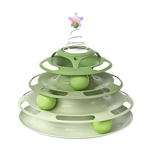 BANAN Katzenspielzeug Indoor-Katzen Interaktive Rollenbahnen Tower Turntable Ball mit Spring Teaser Pet Toy mit 3 Gymnastikbällen Katzenspielzeug Turntable Tower Ball Track groß von BANAN