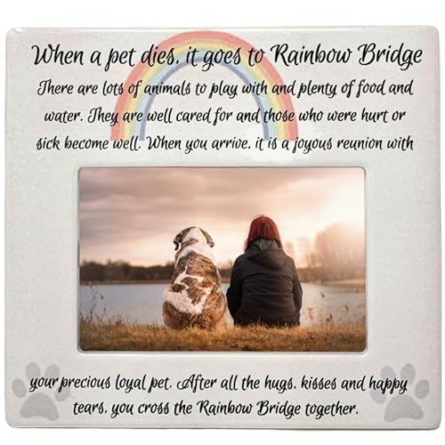 Banberry Designs Bilderrahmen für Haustiere, Gedenkbild, für Hund oder Katze, Regenbogenbrücke von BANBERRY DESIGNS