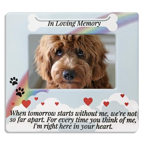 Banberry Designs Bilderrahmen für Hunde, Motiv Loss of a Pet, mit Regenbogen-Szene und When Tomorrow ohne Spruch – in Loving Memory von BANBERRY DESIGNS