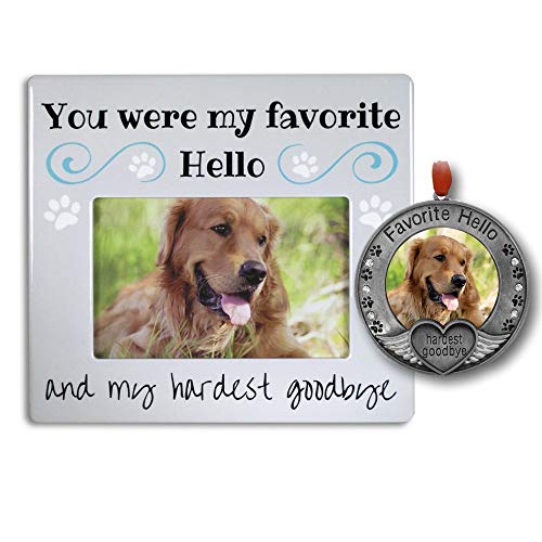 Banberry Designs Gedenktafel für Haustiere Geschenke – Pet Rahmen und Tier Ornament mit der Spruch My Favorite Hello härtesten Goodbye – Verlust von einem Hund – Verlust der eine Katze von BANBERRY DESIGNS