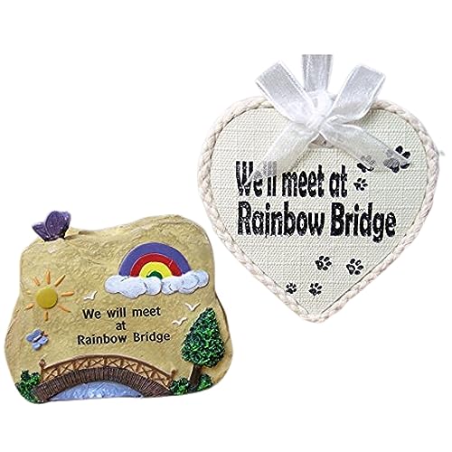 Pet Remembrance Rainbow Bridge Ornament und dekorative Stein Rock – 2-teiliges Geschenk Set von BANBERRY DESIGNS