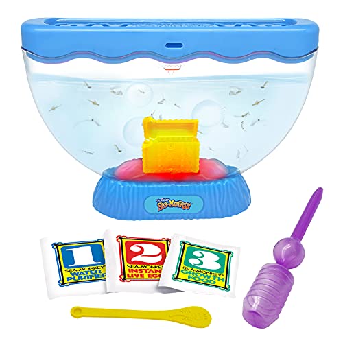 Sea Monkeys DI23227L Das Original Ocean Treasure Aquarium mit Licht wachsen Sie Ihre eigenen Haustiere pädagogisches Wissenschafts-Set - enthält Eier, Lebensmittel, Wasserreiniger und Suchscheinwerfer, mehrfarbig von BANDAI