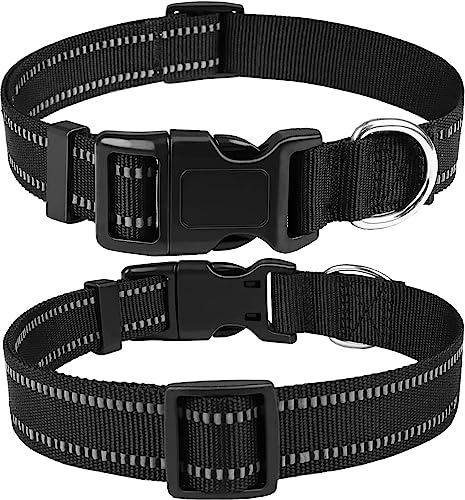 BANSHAN Hundehalsband, reflektierendes Hundehalsband, geeignet für kleine und mittelgroße Hunde, weiches Neopren, verstellbares Basic-Hundehalsband, Hundehalsband, S, 2 cm/30-40 cm von BANSHAN