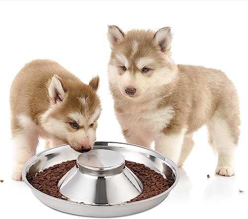 BANSHAN Welpen-Entwöhnungsnapf, Edelstahl-Metall-Hundenapf, kann für mehrere Welpen verwendet werden, um Wassernapf und Hundefutternapf gleichzeitig zu essen (26 cm) von BANSHAN