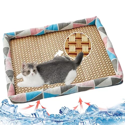 BANTASE Kühlmatte for Hunde Und Katzen, Kühldecke, Hunde-Kühlbett-Teppich, Kühle Sommer-Kältematte for Haustiere, Groß, XL, 80 X 60 cm(A,S) von BANTASE