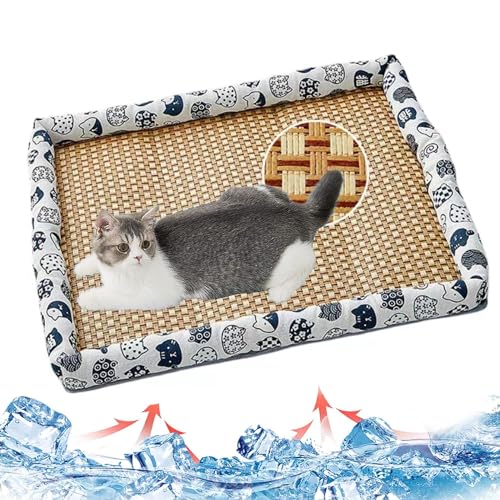 BANTASE Selbstkühlende Matte for Kleine Hunde, Katzen, Kaninchen Und Meerschweinchen, Käfigeinlagen 51 X 40 cm – Endotherme Kühlfaser – Waschbares Sommer-Haustierbett, rutschfest, Faltbar(D,XL) von BANTASE