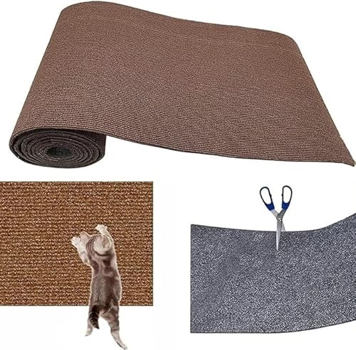 DIY Kletternder Katzenkratzer, Schneidbare Selbstklebende Katzenkratzmatte, Sofaschutzteppich, Kratzpolster for Katzenwand, Kratzmöbelschutz Katzenkratzer (Color : Braun, Size : 2 * 40in) von BANTASE