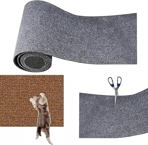 DIY Kletternder Katzenkratzer, Schneidbare Selbstklebende Katzenkratzmatte, Sofaschutzteppich, Kratzpolster for Katzenwand, Kratzmöbelschutz Katzenkratzer (Color : Grau, Size : 2 * 40in) von BANTASE