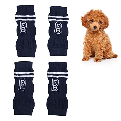 BAOFUYA 4 Stück Haustier Hund Winter weiche warme Baumwolle Beinsocken, Gelenkschutz Stilvolles Buchstabenmuster für kleine mittelgroße Hunde Katzen M von BAOFUYA