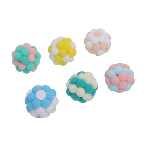 BAOFUYA 6pcs Plüsch Katzenspielzeugkugel, Erhöhen Sie in Glocken Sound Schleifen und Reinigungszähne Interaktive Katzenkauen Spielzeugball für Kätzchen Kitty von BAOFUYA