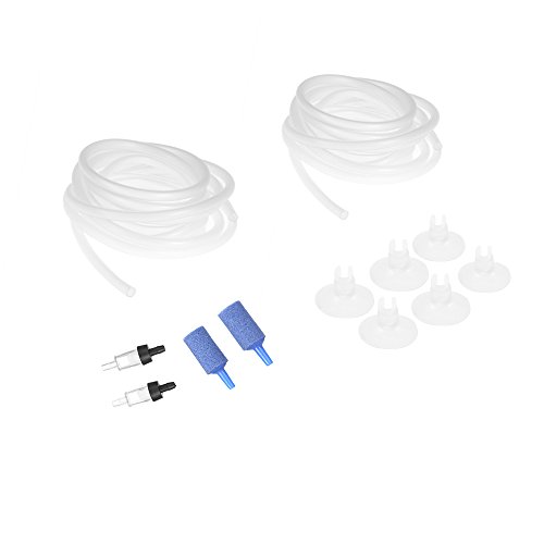 BAOFUYA Aquarium Luftpumpen Zubehör Set, 2,5 M, 4 Mm Transparenter Sauerstoffschlauch, 2 Absperrventile, 6 Feste Saugnäpfe und Mehr für Aquarium von BAOFUYA