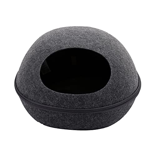 BAOFUYA Filz-Katzenbett, Rundes Filz-Katzenhöhlenbett, Warmes Katzenunterschlupf, Winterhaus, Zeltbett für Haustiere, Katzen, Kätzchen (Grey) von BAOFUYA