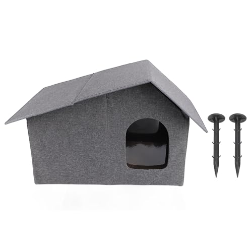 BAOFUYA Großes Katzenhaus Im Freien, Wetterfest, Geräumiges Hundehaus, Winter-Katzenunterschlupf, Waschbare Katzenhütte für Mehrere Katzen (Grey) von BAOFUYA