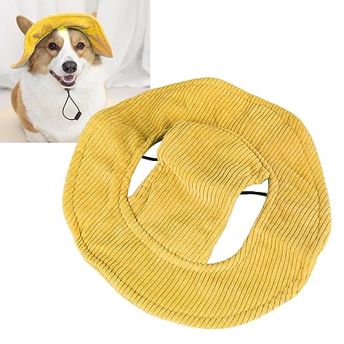 BAOFUYA Haustier-Hundemütze, Niedliche Atmungsaktive Katzen-Baseball-Außenkappe Sunbonnet mit Ohrlöchern für Kleine Mittelgroße Hunde (Gelb) von BAOFUYA