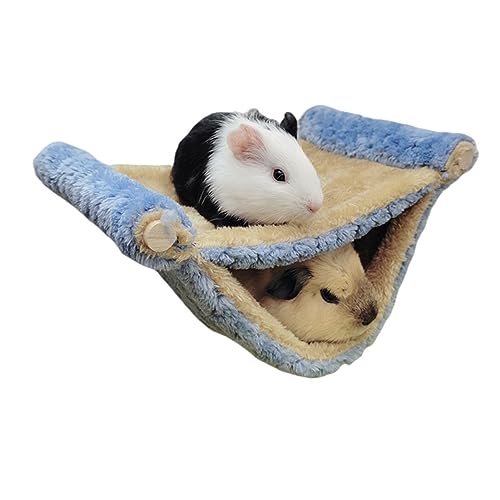 BAOFUYA Haustierkäfig-Hängematte, Weiches Hamsterbett, Warmes Chinchilla-Hängebett, Meerschweinchenbett, Rattenbett, Hängematten, Kleine Tierbetten Zum Spielen und Schlafen (Blau) von BAOFUYA