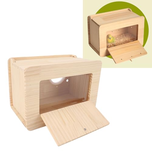 BAOFUYA Holzvogelnester Box, Wunderschönes Design Multifunktionaler Gebrauch Robuster Baupapageien Kanarische Holzpaarung Box für Käfigzubehör von BAOFUYA