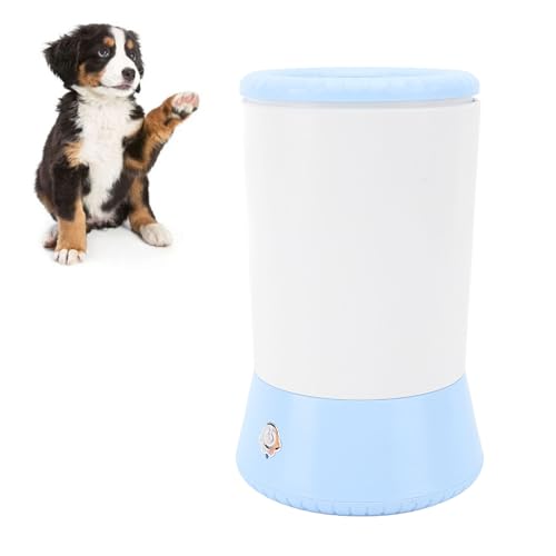 BAOFUYA Hundefußreiniger, Bequeme Haustierreinigung Pinsel Tasse Automatische Hundefüße Waschmaschine für Hunde Katzen Massage Pflege (Blau weiß) von BAOFUYA