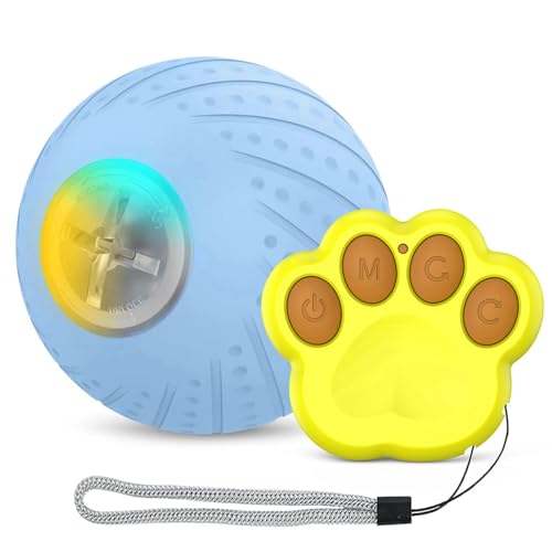 BAOFUYA Hundetrainingsball, Unzerstörbarer Interaktiver Hundekauball für Kleine, Mittelgroße Hunde, die Apportieren und Apportieren Spielen (Ferngesteuerter Ball #BL) von BAOFUYA