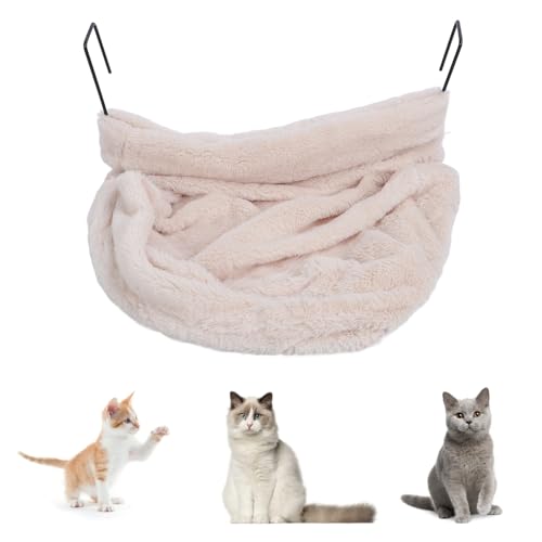 BAOFUYA Katzen-Heizkörperbett, Plüsch, Platzsparend, Beruhigend, Flauschig, Wiege, Metallrahmen, Katzen-Hängemattenbett für Haustier-Angstlinderung und Komfort Im Innenbereich (Beige) von BAOFUYA