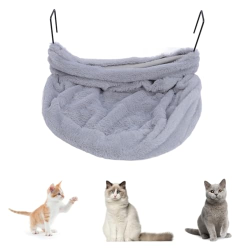 BAOFUYA Katzen-Heizkörperbett, Plüsch, Platzsparend, Beruhigend, Flauschig, Wiege, Metallrahmen, Katzen-Hängemattenbett für Haustier-Angstlinderung und Komfort Im Innenbereich (Gray) von BAOFUYA