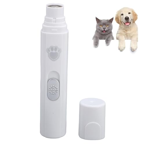 BAOFUYA Nagelschleifer für Hunde, Batteriebetrieben, Wiederaufladbar, Nageltrimmer für Haustiere, Elektrische Nagelfeilenschleifer für Große, Mittelgroße und Kleine Hunde (White) von BAOFUYA