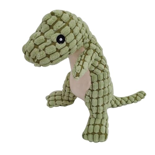 BAOFUYA Weiches Kauspielzeug für Welpen – Langlebiges Plüsch-Hundespielzeug, Quietschendes Spielzeug für Mittelgroße und Große Hunde mit Zahnreinigungsfunktion (Grüner Dinosaurier) von BAOFUYA