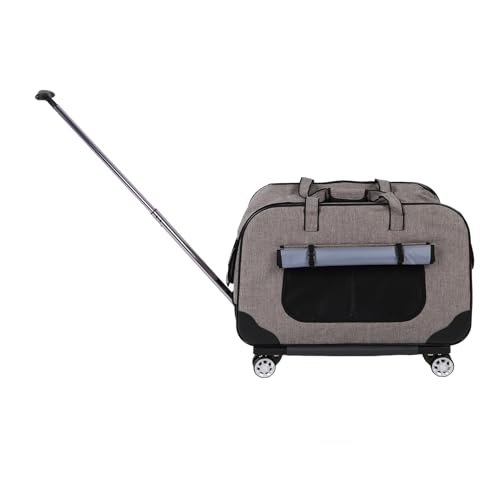 BAOFUYA Haustiertransporter, 61 X 39 X 35 cm, Faltbarer Haustiertransporter mit Rädern, Großes Fassungsvermögen, Weicher Katzensack, Rollender Hundetransporter für Haustiere mit Einem von BAOFUYA